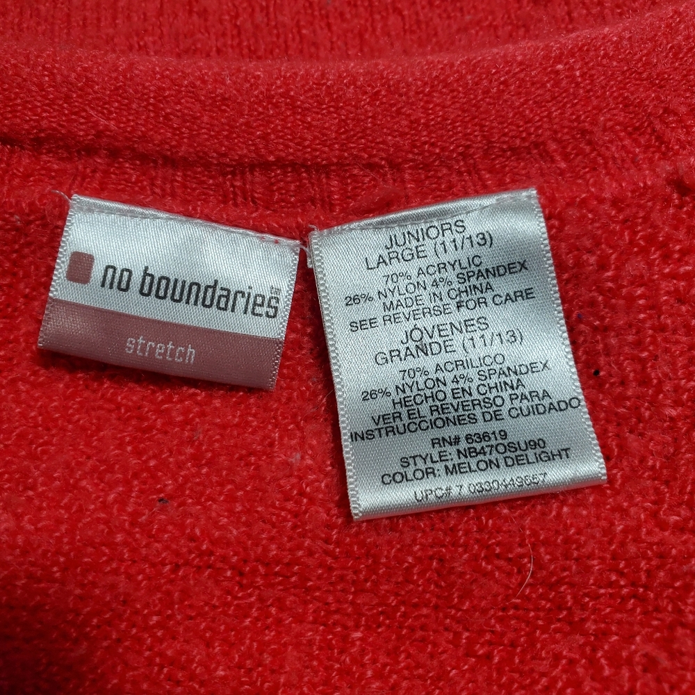 NO BOUNDARIES Stretchy Coral Knit Sweater Size L - Picture 8 of 8